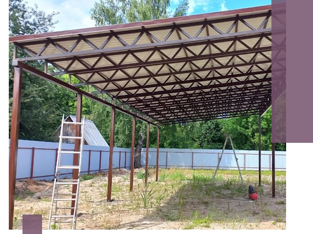 Односкатные навесы под ключ в Воскресенске — изготовление и монтаж