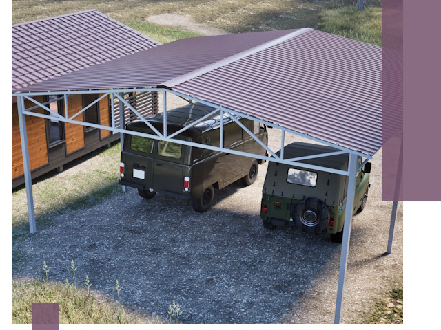 Двускатные навесы под ключ в Воскресенске — изготовление и монтаж